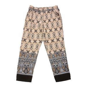 Ellen Tracy Pants‎ L Brown Straight Leg Cashew Multi Print Boho Beach